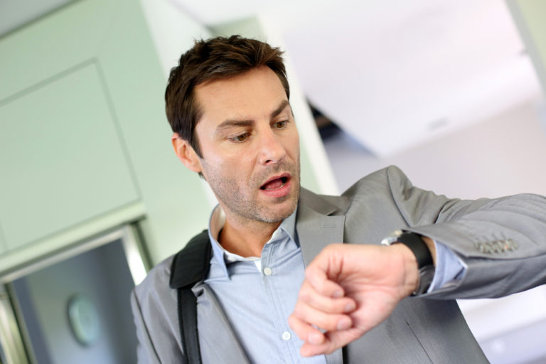 man running late