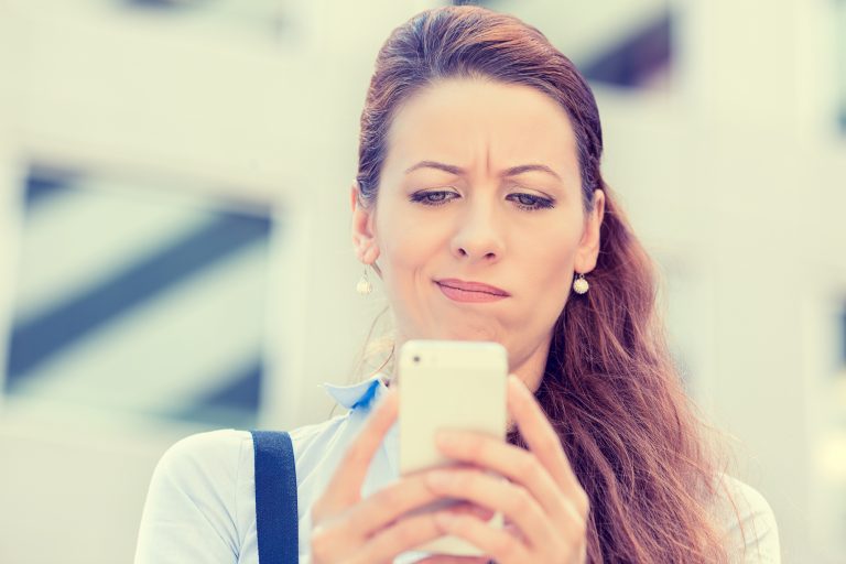 woman using a dating app